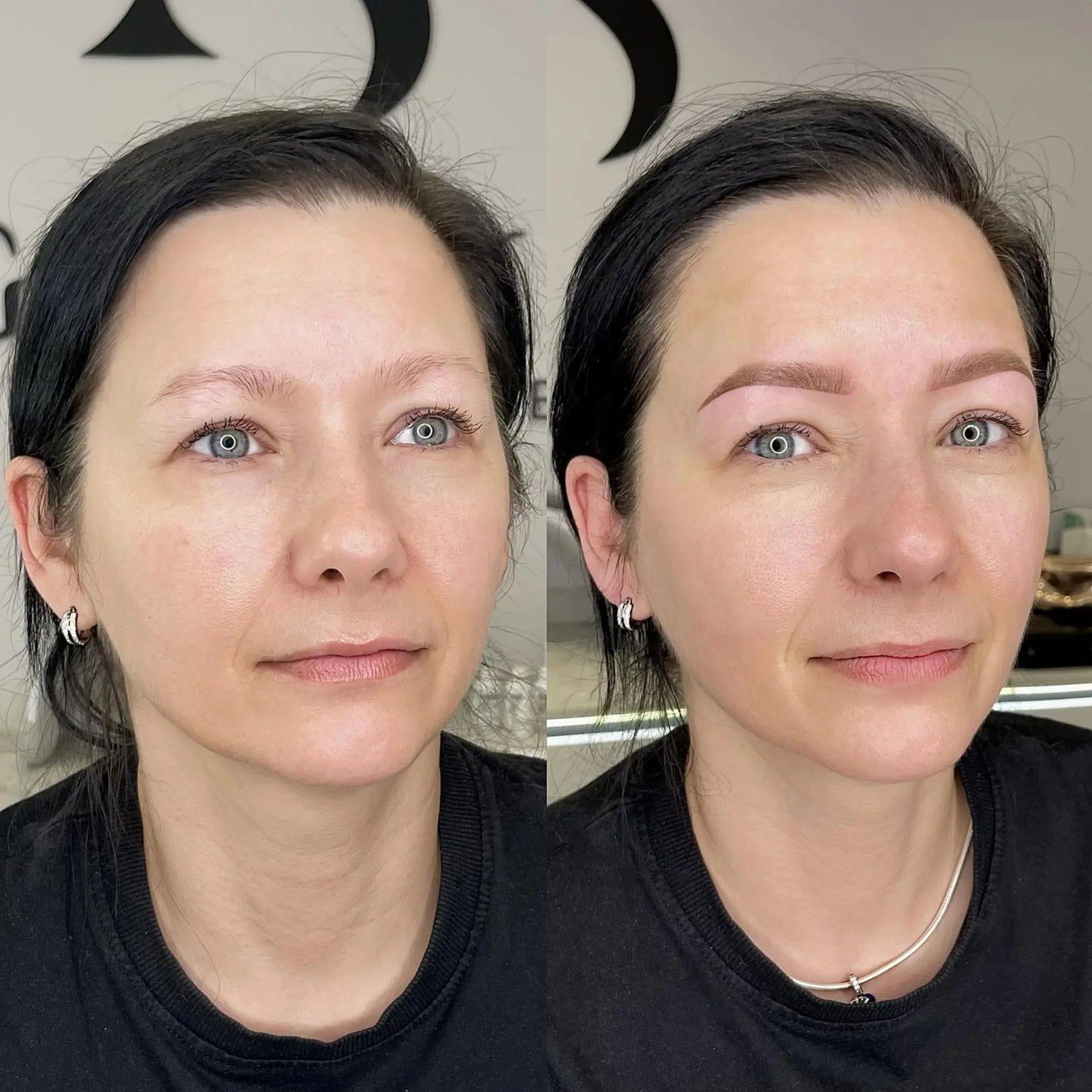 Ombre Brows before and after result by Aleksandra Zając